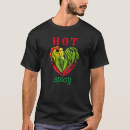 Cute coola hett spice red grönt chili peppers eart t shirt