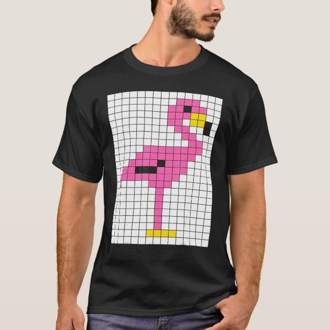 Cute Coola Pixel Rosa Flamingo T Shirt (Framsida)