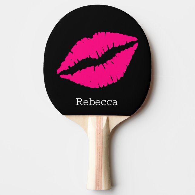 Cute Coola Rosa Lip Monogramme Pingisracket (Framsidan)