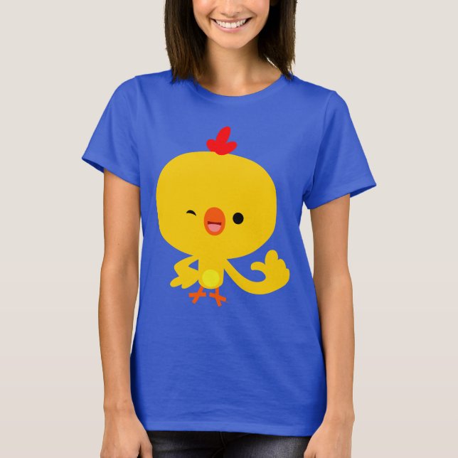 Cute Coola Tecknad Chick Kvinnor T-Shirt (Framsida)