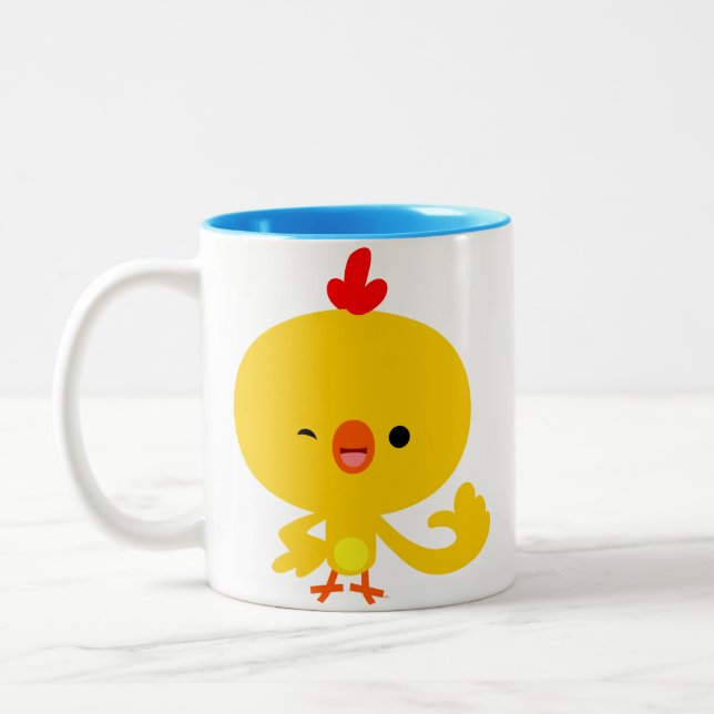 Cute Coola Tecknad Chicken Mugg (Vänster)