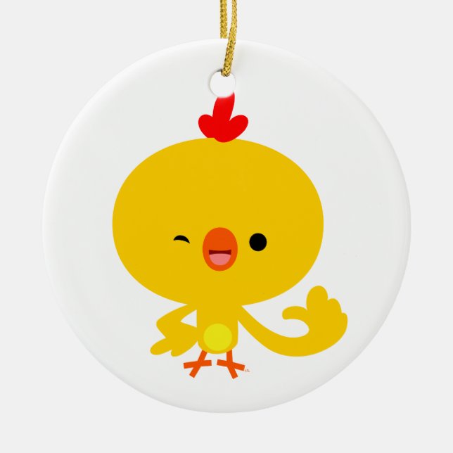 Cute Coola Tecknad Chicken Ornament (Framsidan)
