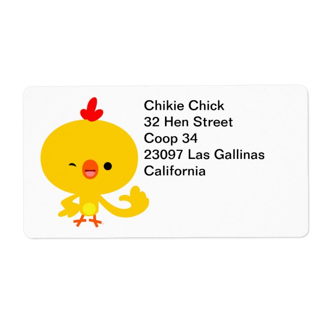 Cute Coola Tecknad Chicken Shipping Label Fraktsedel (Framsidan)