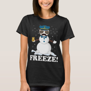 Cute Cop Snögubbe Freeze Den ynliga julparen för p T Shirt