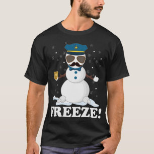 Cute Cop Snögubbe Freeze Den ynliga julparen för p T Shirt