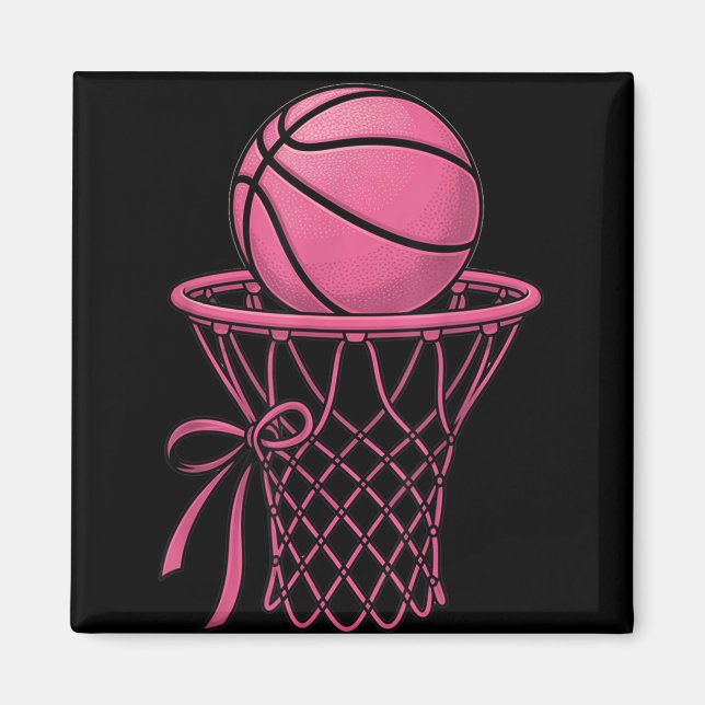 Cute Coquette Basketball Aesthetic Rosa Ring Stil Magnet (Framsidan)