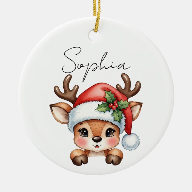 Cute Coquette Blommigt, julrenar Julgransprydnad Keramik (Framsidan)