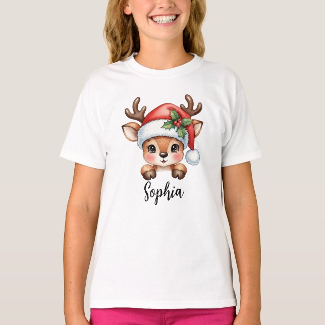 Cute Coquette Blommigt, julrenar T Shirt (Framsida)