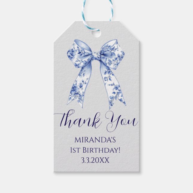 Cute Coquette Blue  Bow Personalized Gift From Presentetikett (Framsidan)