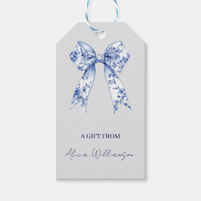 Cute Coquette Blue  Bow Personalized Gift From Presentetikett (Framsidan)
