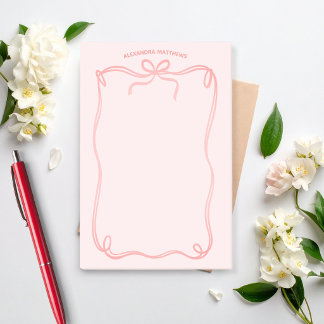 Cute Coquette Bow and Ribbon Custom Name Post-it Block