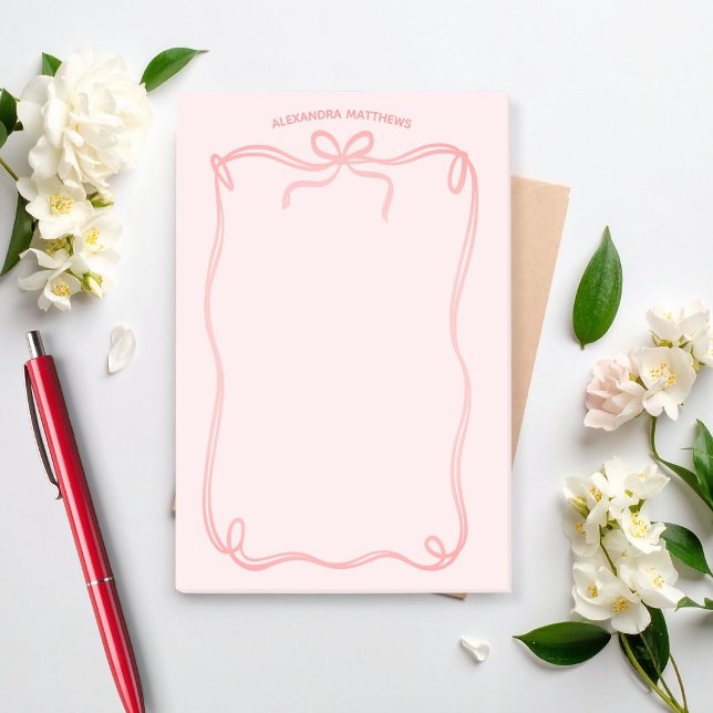 Cute Coquette Bow and Ribbon Custom Name Post-it Block (Skapare uppladdad)