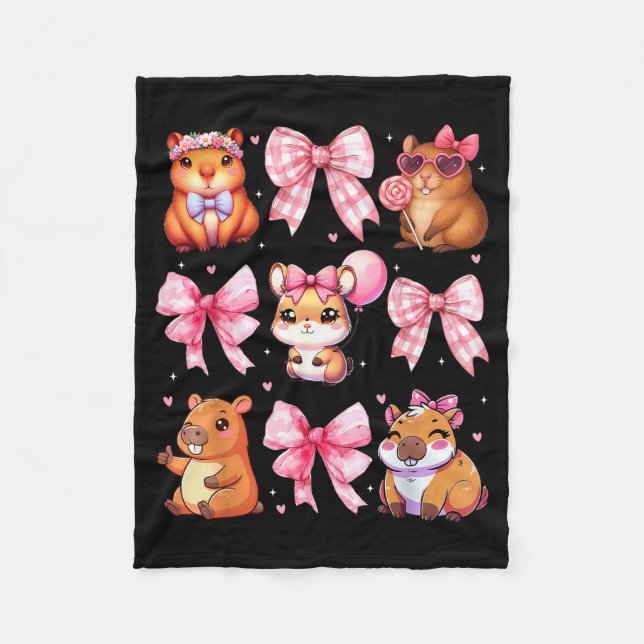 Cute Coquette Bow Capybara Pajamas Pjs Clothes Gir Fleecefilt (Framsidan)
