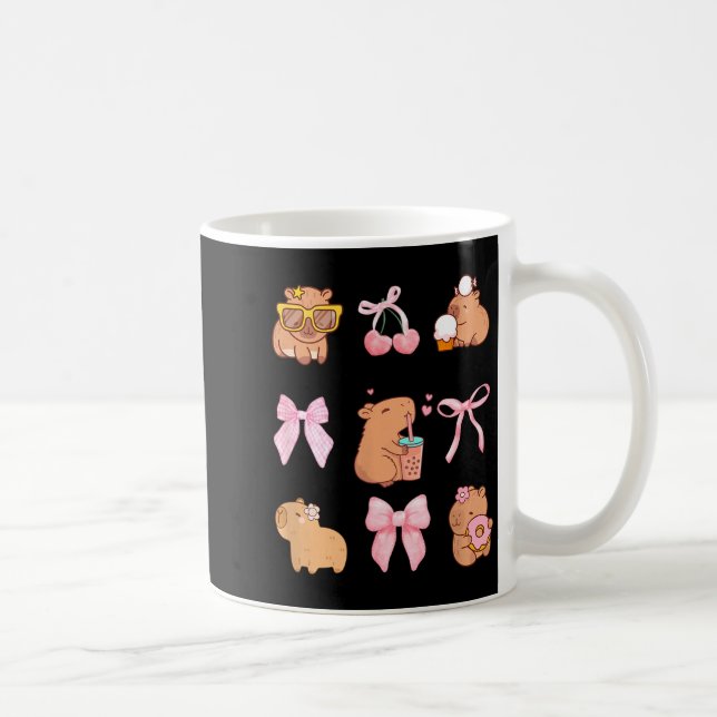 Cute Coquette Bow Capybara Pajamas Pjs Clothes Gir Kaffemugg (Höger)