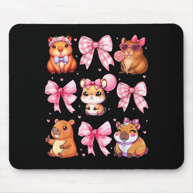Cute Coquette Bow Capybara Pajamas Pjs Clothes Gir Musmatta (Framsidan)