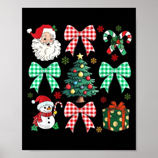 Cute Coquette Bow Christmas Tree Santa Gingerbread Poster (Framsidan)