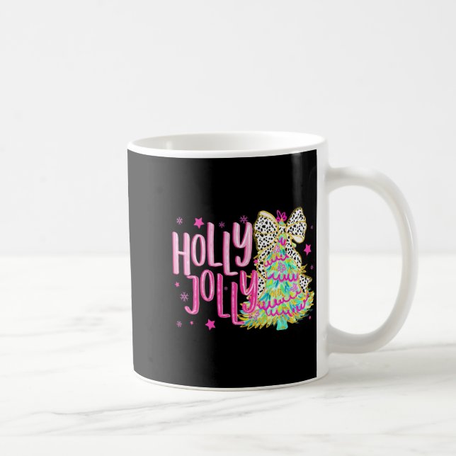 Cute Coquette Bow Girls Christmas Tree Merry Xmas  Kaffemugg (Höger)