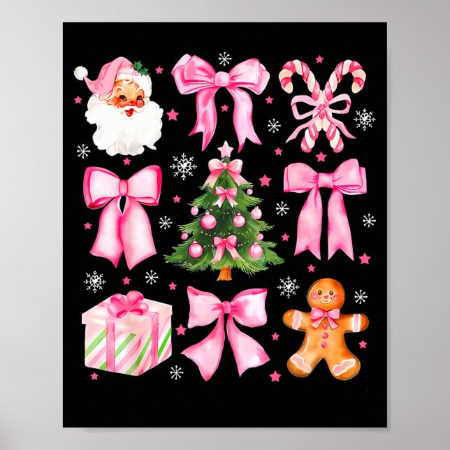 Cute Coquette Bow Nk Christmas Tree Santa Gingerbr Poster (Framsidan)