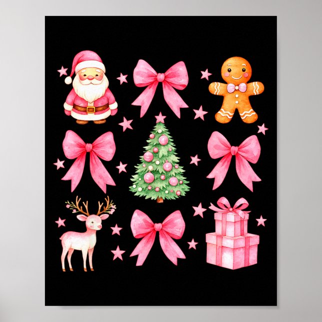 Cute Coquette Bow Nk Christmas Tree Santa Gingerbr Poster (Framsidan)
