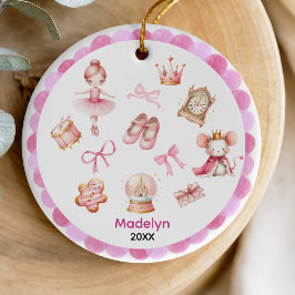 Cute coquette bow Nutcracker ballerina rosa Julgransprydnad Keramik