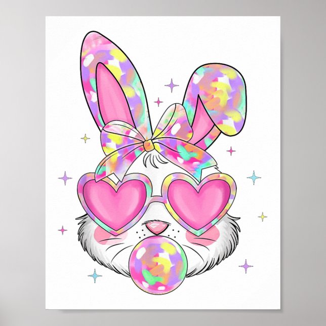 Cute Coquette Bow Påsk Day Rabbit Bunny Öron Gir Poster (Framsidan)