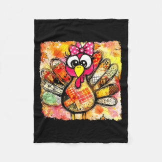 Cute Coquette Bow Patchwork Autumn Fall Thanksgivi Fleecefilt
