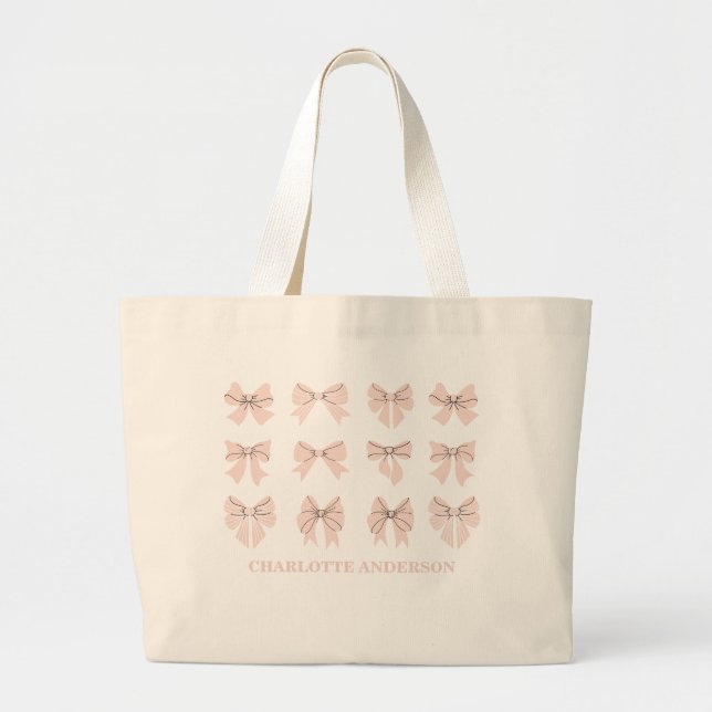 Cute Coquette Bow Pink Blush Jumbo Tygkasse (Framsidan)