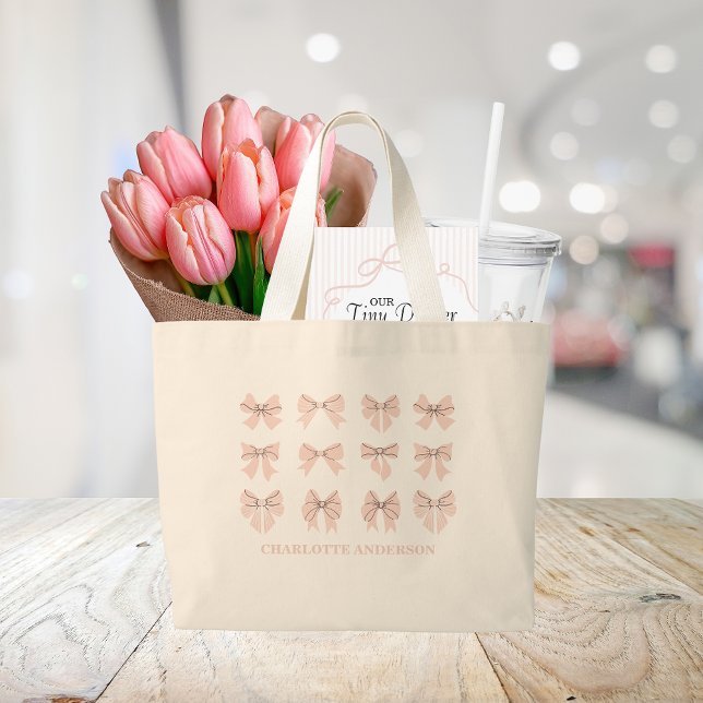 Cute Coquette Bow Pink Blush Jumbo Tygkasse (Skapare uppladdad)