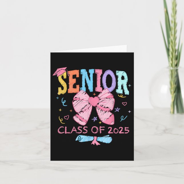 Cute Coquette Bow Senior 2025 Cl of 2025 Graduatio Kort (Framsida)