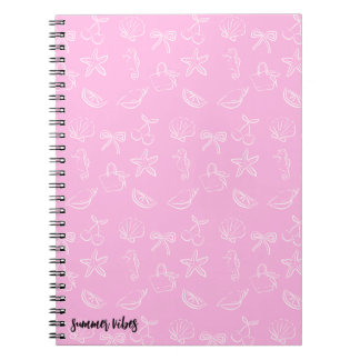 Cute Coquette Bows and Cherries Pattern Notebook Anteckningsbok