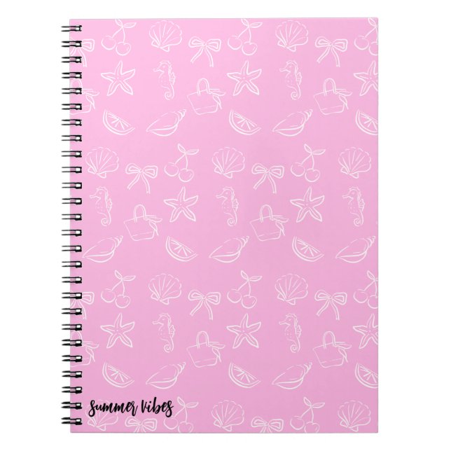 Cute Coquette Bows and Cherries Pattern Notebook Anteckningsbok (Framsidan)