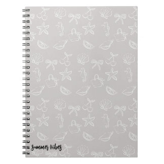 Cute Coquette Bows and Cherries Pattern Notebook Anteckningsbok