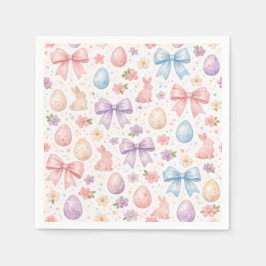 Cute Coquette Bunny & Pink Bows Easter Napkins Pappersservett