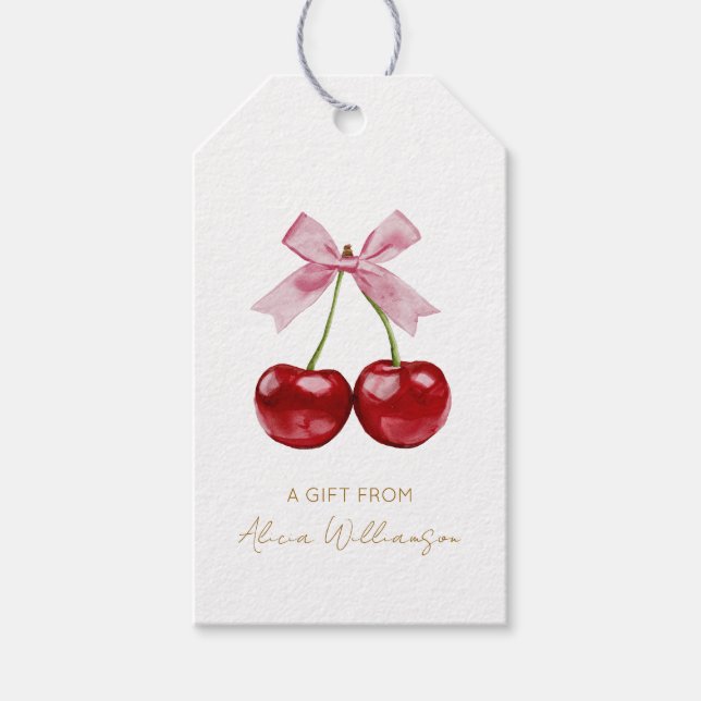 Cute Coquette Cherries Personlig Gift från Presentetikett (Framsidan)
