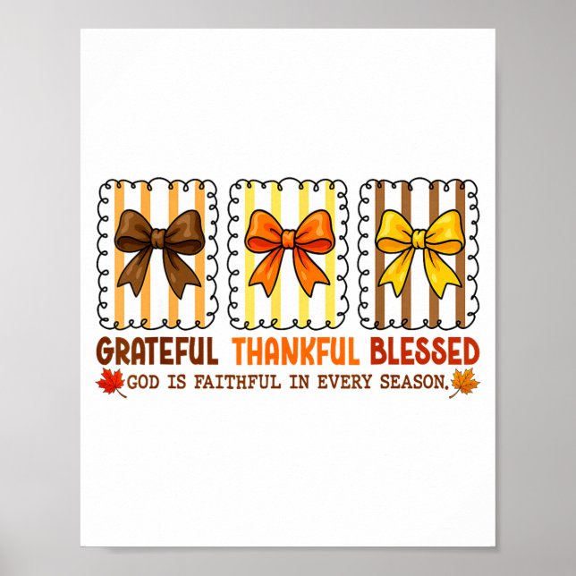 Cute Coquette Christian Fall Bow Grateful Thankful Poster (Framsidan)