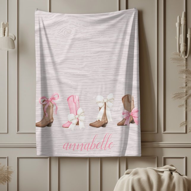 Cute Coquette Cowgirl Boots Personlig Fleecefilt (Cute Coquette Cowgirl Boots Personalized Blanket)