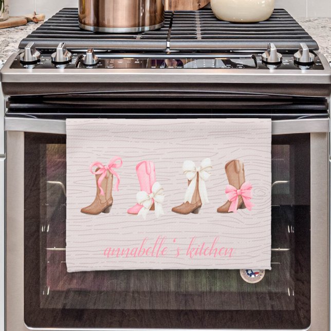 Cute Coquette Cowgirl Boots Personlig Kökshandduk (Cute Coquette Cowgirl Boot Personalized Kitchen Towel)