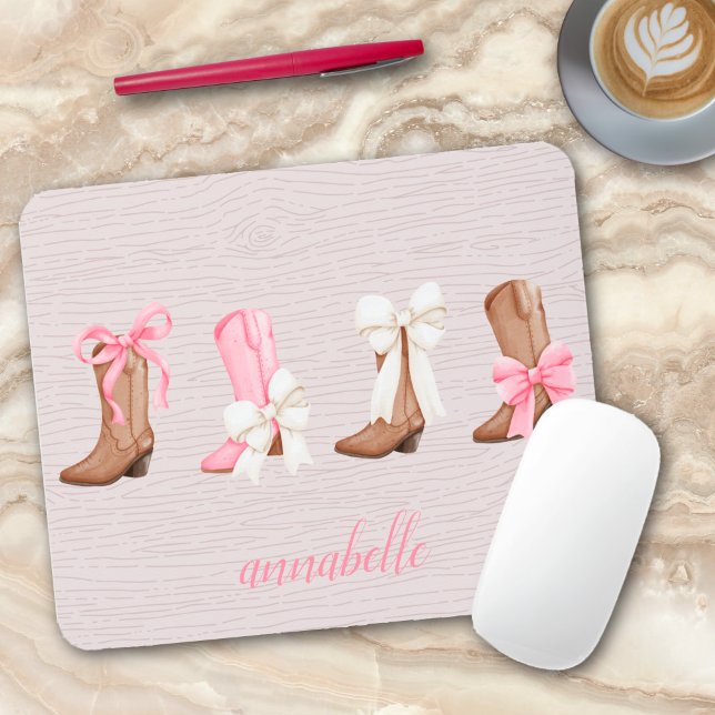 Cute Coquette Cowgirl Boots Personlig Musmatta (Cute Coquette Cowgirl Boots Personalized Mouse Pad)