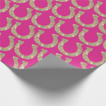 Cute Coquette Cowgirl Horseshoe Shock rosa Glitter