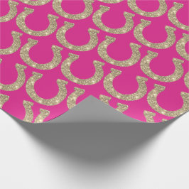 Cute Coquette Cowgirl Horseshoe Shock rosa Glitter Presentpapper