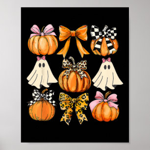 Cute Coquette Ghost Rosa Coquette Bows Pumpkins Ha Poster