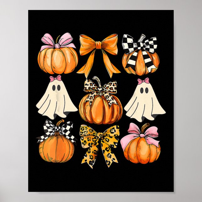 Cute Coquette Ghost Rosa Coquette Bows Pumpkins Ha Poster (Framsidan)