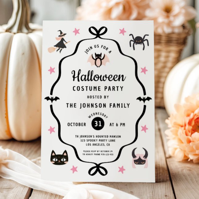 Cute Coquette Halloween Costume Party Inbjudningar (Cute Coquette Halloween Costume Party Invitation)