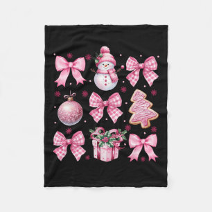 Cute Coquette Jul Rosa Bows Santa Gingerbrea Fleecefilt