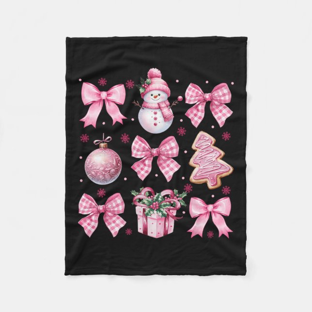 Cute Coquette Jul Rosa Bows Santa Gingerbrea Fleecefilt (Framsidan)