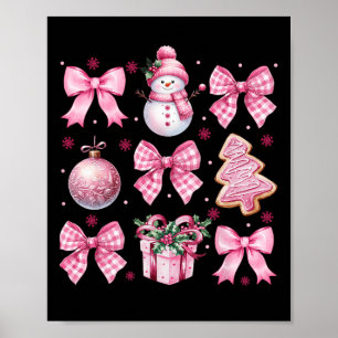 Cute Coquette Jul Rosa Bows Santa Gingerbrea Poster