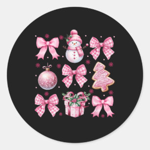 Cute Coquette Jul Rosa Bows Santa Gingerbrea Runt Klistermärke