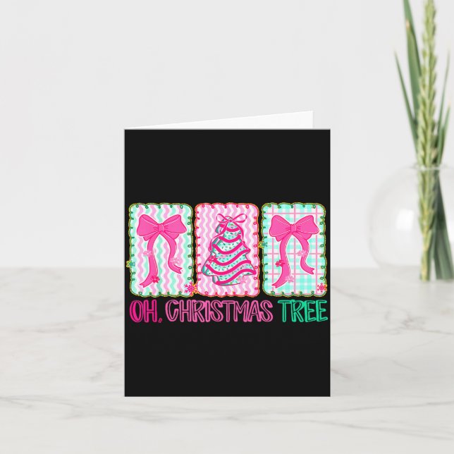 Cute Coquette Oh Christmas Tree Cake Bow Tis The S Kort (Framsida)