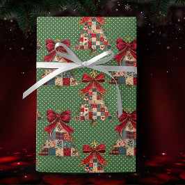 Cute coquette patchwork christmas green polka dots presentpapper