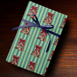 Cute coquette patchwork christmas trees striped presentpapper